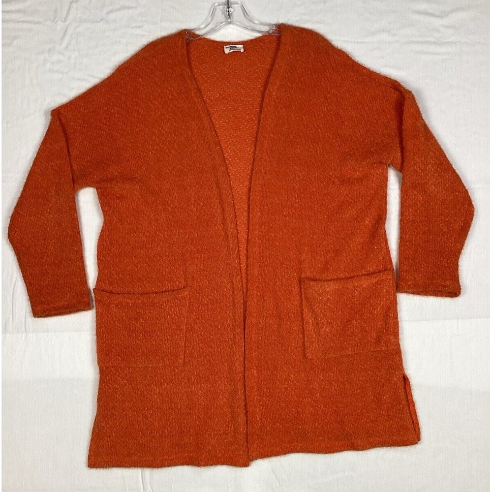 Texas Gameday Gal Women's Medium‎ Orange Cardigan Sweater Pockets Made In USA